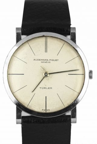 Vintage Audemars Piguet Turler Ultra Thin 18k White Gold Leather 31mm Watch