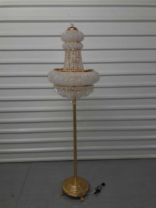 Antique French Swarovski Crystal Chandelier Floor Lamp,  Rare