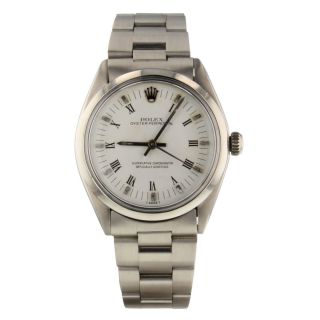 Rolex Oyster Perpetual 34 Mm Steel Automatic White Roman Watch 1002 Circa 1979