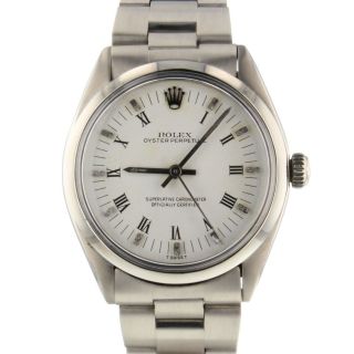 Rolex Oyster Perpetual 34 mm Steel Automatic White Roman Watch 1002 Circa 1979 2