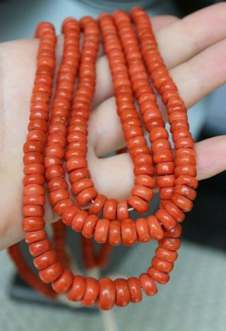 139gr Antique Salmon Coral Necklace Natural Undyed Coral Beads