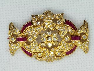 Rare 18ct Gold 7.  50 Carat Diamond & Ruby Pendant Unique