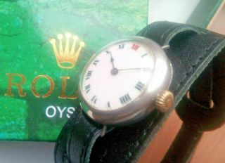 RARE GENTS 1916 ROLEX OFFICERS TRENCH WATCH AND BOXED 8