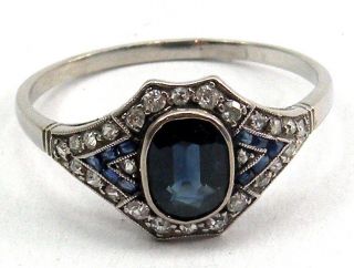 Antique Art Deco Platinum With Sapphires And Diamond Ring