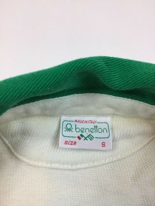 Vintage BENETTON Men ' s shirt Small Spell Out Striped Color Block Rugby Polo W12 3