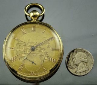 RARE JOSEPH SEWILL LIVERPOOL 18K SOLID GOLD 18s FUSEE POCKET WATCH DATED 1855 NR 2