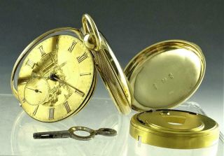 RARE JOSEPH SEWILL LIVERPOOL 18K SOLID GOLD 18s FUSEE POCKET WATCH DATED 1855 NR 6