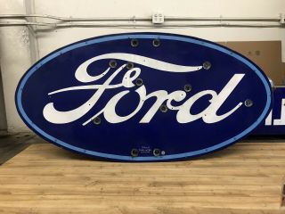 Double Sided Porcelain Neon Ford Dealership Sign RARE VERSION 2