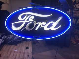 Double Sided Porcelain Neon Ford Dealership Sign RARE VERSION 3