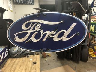 Double Sided Porcelain Neon Ford Dealership Sign RARE VERSION 5