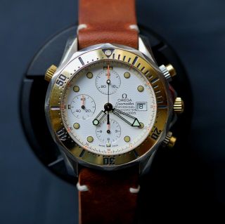 Vintage Omega Seamaster Chronograph Watch 300m Steel & Gold 2398.  80.  00