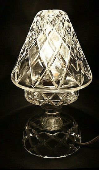 Vintage Art Deco Diamond Cut Bohemian Crystal Boudoir Lamp