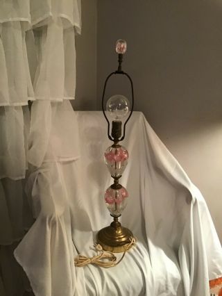 Vintage St.  Clair Lamp Glass Pink Flower Bubble