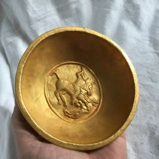 Ext Rare Solid Gold Near Eastern Scythian Libation Hunting Bowl X81.  9 Grms 23ct