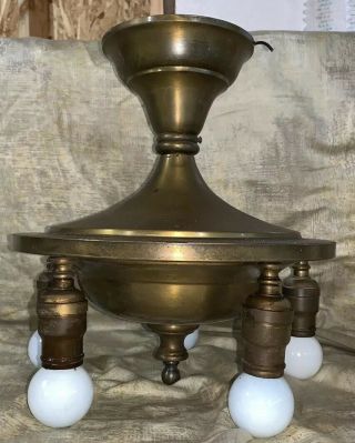 Vintage Art Deco 5 Arm Brass Ceiling Light,  Industrial - Hard Wired