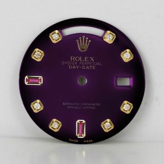 Rolex Custom Purple Vignette Dial With Diamonds & Ruby 36mm Day - Date 18038 18238