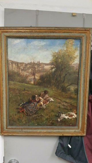 Antique Italy Italian Scipione Van Nutelli Oil Painting (1834 - 1894)
