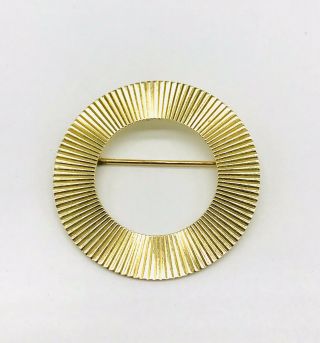 Vintage Tiffany & Co 14k Yellow Gold Ridged Circle Pin/brooch