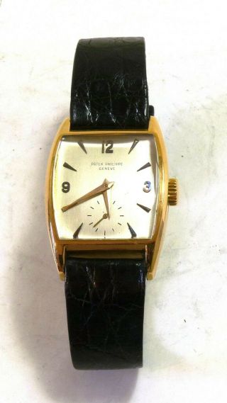 Vintage Patek Philippe Gondolo 2469 Curved Tonneau 18k Gold Watch,  Boxed -