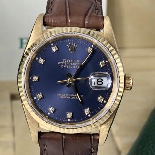 2001 Rolex 16238 Datejust Solid 18k Gold Rare Factory Purple Diamond Full Set