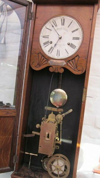 Antique ' Bundy of Binghamton NY ' Antique Time Clock c.  1890 - 1900 Lovely 3