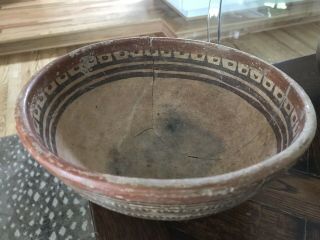 Antique Ancient Pre - Columbian Costa Rican Pottery Decorated Bowl Artifact