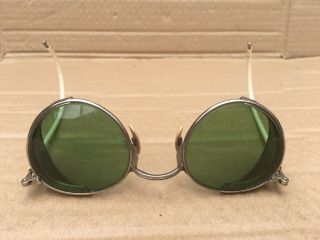 Vintage American Optical Ful - Vue Safety Glasses 1940s Green Lens Side Shield
