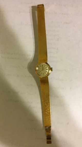 Ladies Vintage Bucherer 2 " Diameter Watch,  18k Gold With 6 " Band