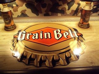 Rare 1950 Grain Belt Beer Bottle Cap Metal Sign Dated Marked Survivor
