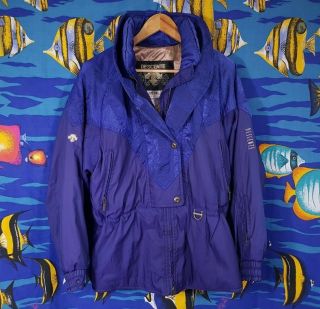 Vintage 90s Descente Ski Jacket Size Large Snow Skiwear Winter Coat 80s Retro