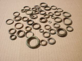 Rare Ancient Group of Celtic Bronze Proto Money Rings Set 45 4