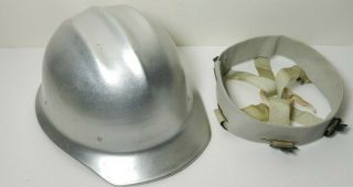 Vintage Silver Aluminum Bullard 502 Hard Hat Ironworker With Suspension