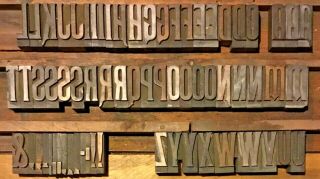 Vintage 67 Wood Letterpress Print Type Block Upper Case Letters Punctuation 2 "