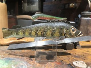 C B Lewis Cadillac Perch Fish Decoy Folk Art 