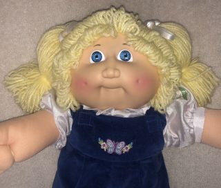 Cabbage Patch Kids Girl Htf Butterfly Overalls Cond Baby Doll Vintage 1984