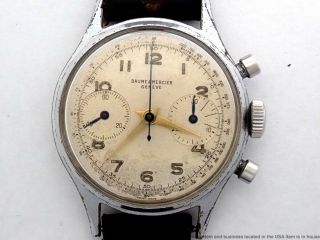 Vintage Baume Mercier Swiss Round Button Chronograph Dial Mens Watch