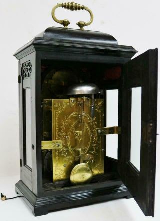Sublime Antique English London Ebonised Twin Fusee Verge Caddy Top Bracket Clock 11