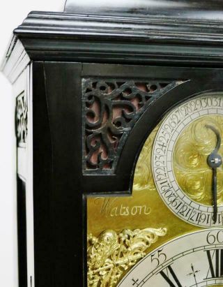 Sublime Antique English London Ebonised Twin Fusee Verge Caddy Top Bracket Clock 3