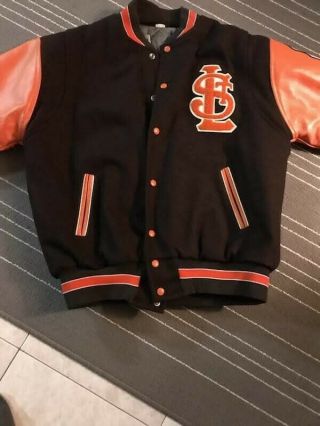 St Louis Browns Vintage 1980s Mlb Baseball Leather Patch Jacket Large