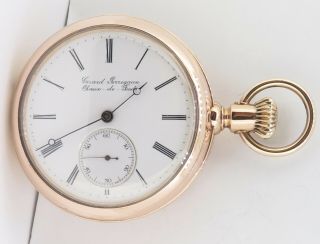Rare 1880s Girard Perregaux 18k Gold Spherical Balance Chronometer Pocket Watch
