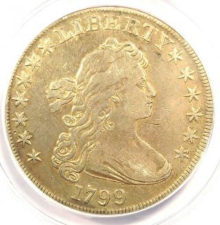 1799 Draped Bust Silver Dollar $1 Coin - Certified Anacs Vf30 Detail - Rare