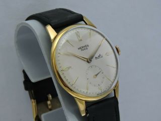 Hermes Paris,  Vintage Watch Mens,  18k Gold Plated,  Year 1945.