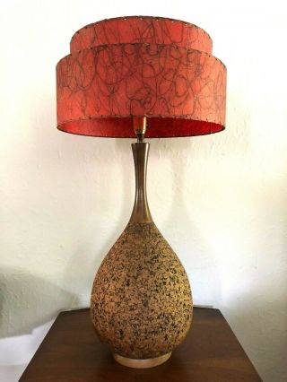 Vintage Mid - Century Modern Red Fiberglass Lamp Shade 2 Tier Atomic Retro Mcm 50s