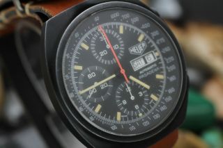 Vintage HEUER PASADENA Automatic Chronograph Valjoux 7750 Black PVD Men ' s Watch 2