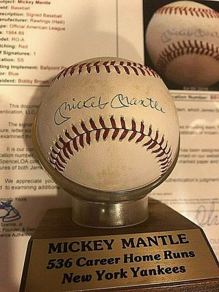 Mickey Mantle Signed Autographed Yankees Vintage Baseball Auto Jsa Certified Hof
