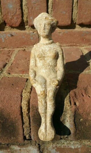Ancient Greek Roman Ceramic Idol Seated Woman Statue Figure Pottery