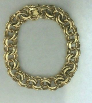 Vintage Heavy 14k Yellow Gold Double Curb Style Link Bracelet 44.  7 Grams