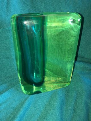Vtg Murano Sommerso Art Glass Vase Antonio Da Ros For Cenedese Uranium W/ Blue