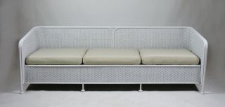 Mid Century Modern Wicker Patio Three - Seat Sofa 2