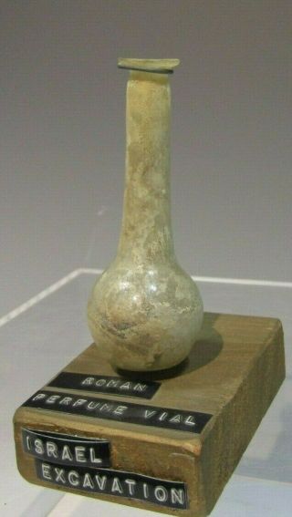 Ancient Holy Land Roman Glass Perfume Vial Excavated In Israel C.  1st - 3rd C.